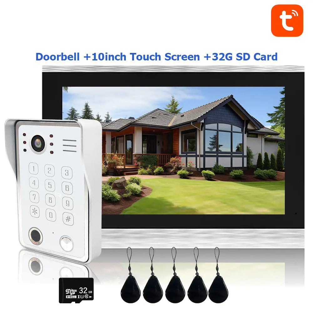 Fingerprint 5in1 Unlock Wifi Doorbell Video Intercom System For Home Doorphone Tuya Smart 1080P Touch Monitor Security Protect 