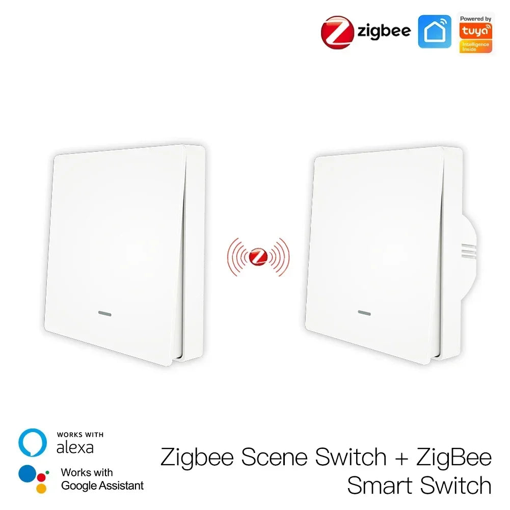 MOES Tuya ZigBee Light Switch with Transmitter Kit No Neutral Wire No Capacitor Required works with Alexa Google Home Smart Life