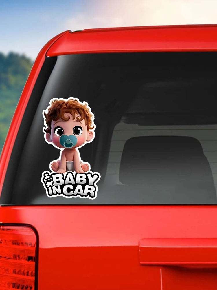 Jpct fashion adhesive boy baby in Car Decal for automobile, bumper, window waterproof sticker height is 15cm
