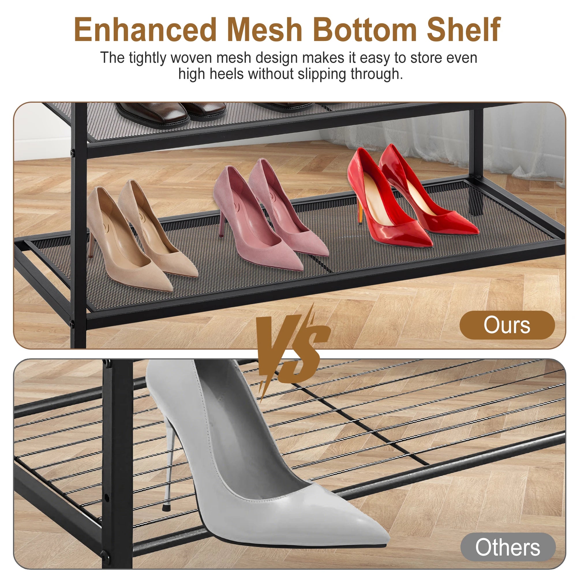 3-Tier Shoe Bench with Storage Shelves for Entryway Organization