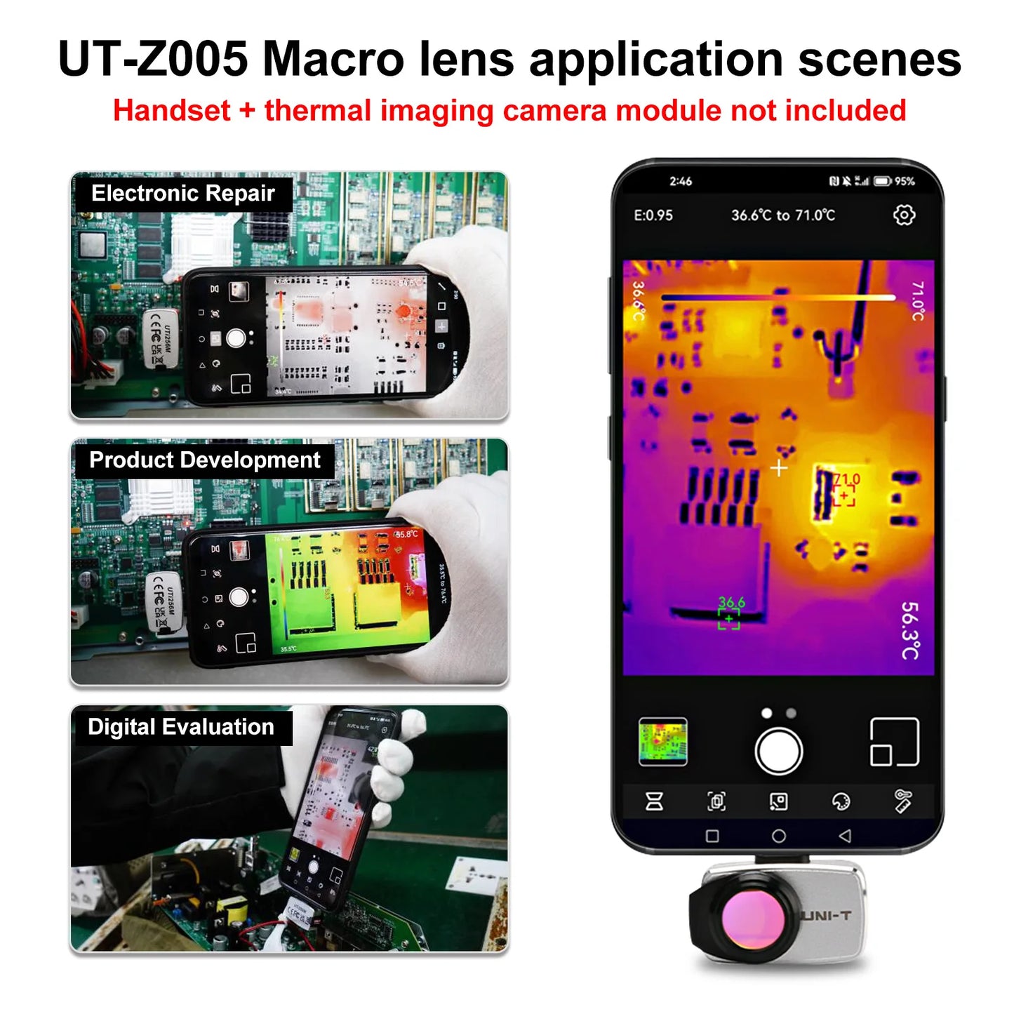 UNI-T UT-Z005 infrardeča termalna kamera mikro leča za UTi256M/UTi260M HD leča leče visoke ločljivosti