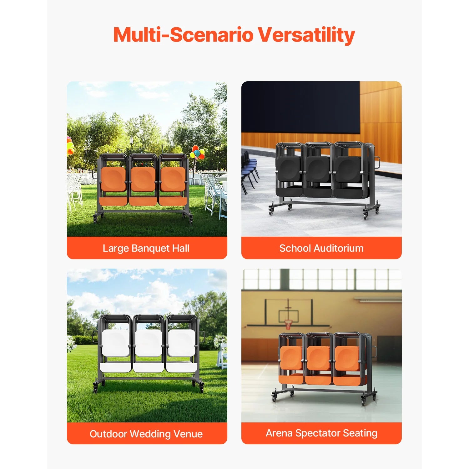 400lbs Folding Chair Storage Cart with Wheels for 42 Chairs