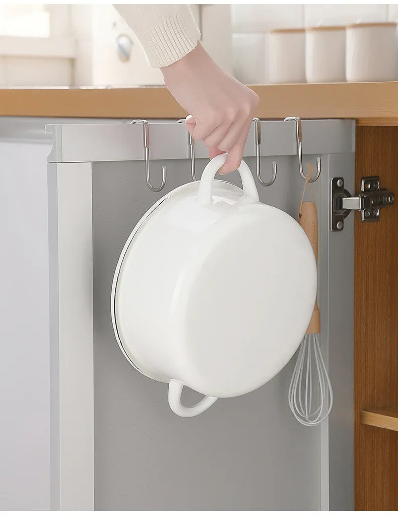 304 Stainless Steel Hook Free Punching Double  S-Shape Hook Kitchen Bathroom Cabinet Door Back Type Coat Towel Storage Hanger 