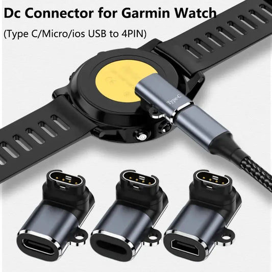 Type C/Micro/IOS USB to 4pin Charger Adapter Connector for Garmin Fenix 7/6/5/7X/6X/5X/ Venu 2 plus Watch Charging Converter Spy-shop.com