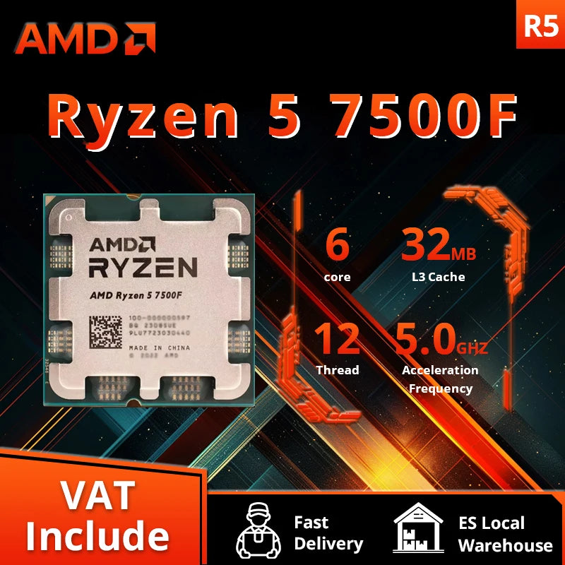 AMD Ryzen 5 7500F Processor 6‑Core AM5 Desktop CPU