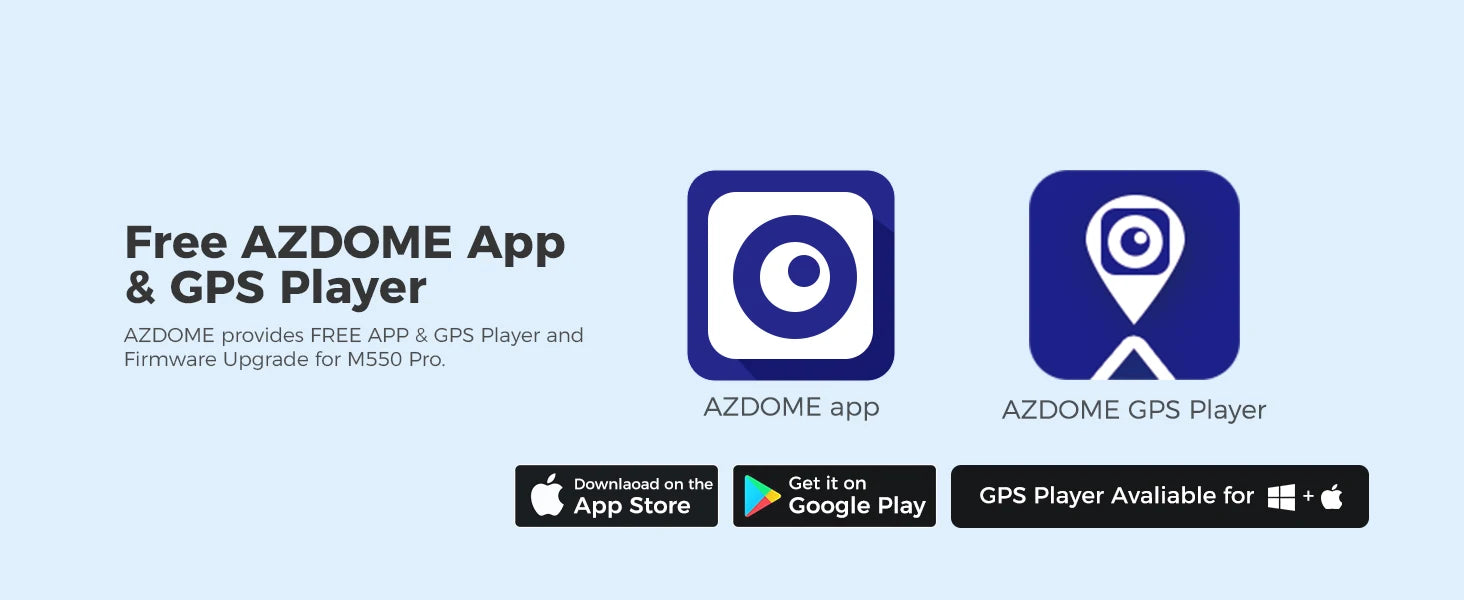 AZDOME M550 Pro Dash Cam 3‑Channel with GPS & WiFi