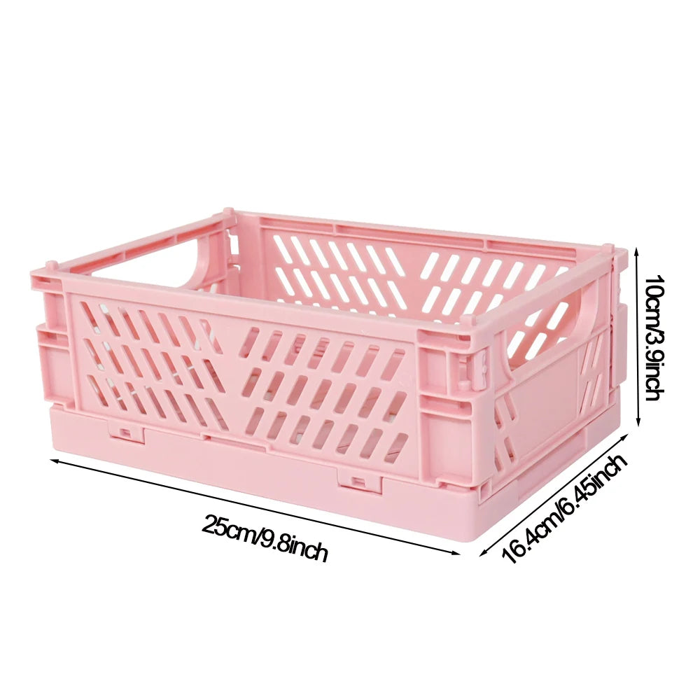 Foldable Plastic Storage Basket, Size and Style Options