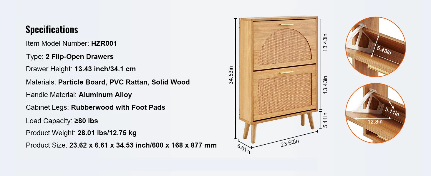 3-Drawer Flip Shoe Cabinet for Entryway Storage and Organization