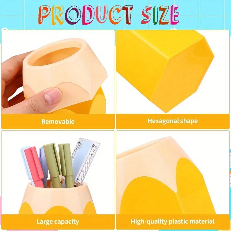 Pencil-Shape Desktop Pen Holders, Pack of 5