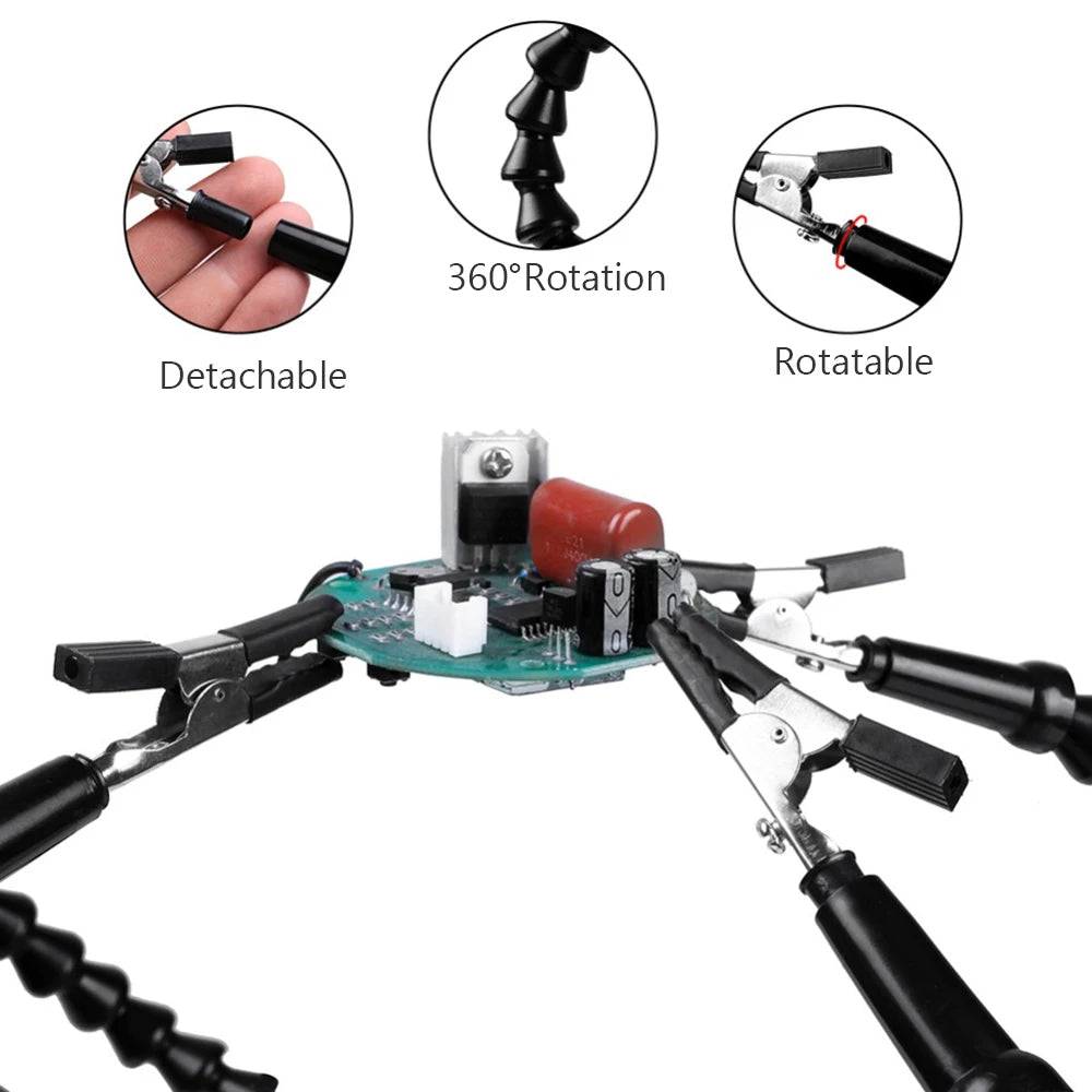 Soldering Third Hand with Flexible Arms and Desk Clamp Base