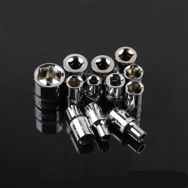 12-Piece Metric Socket Set, 4–13 mm with Ratchet & Extension