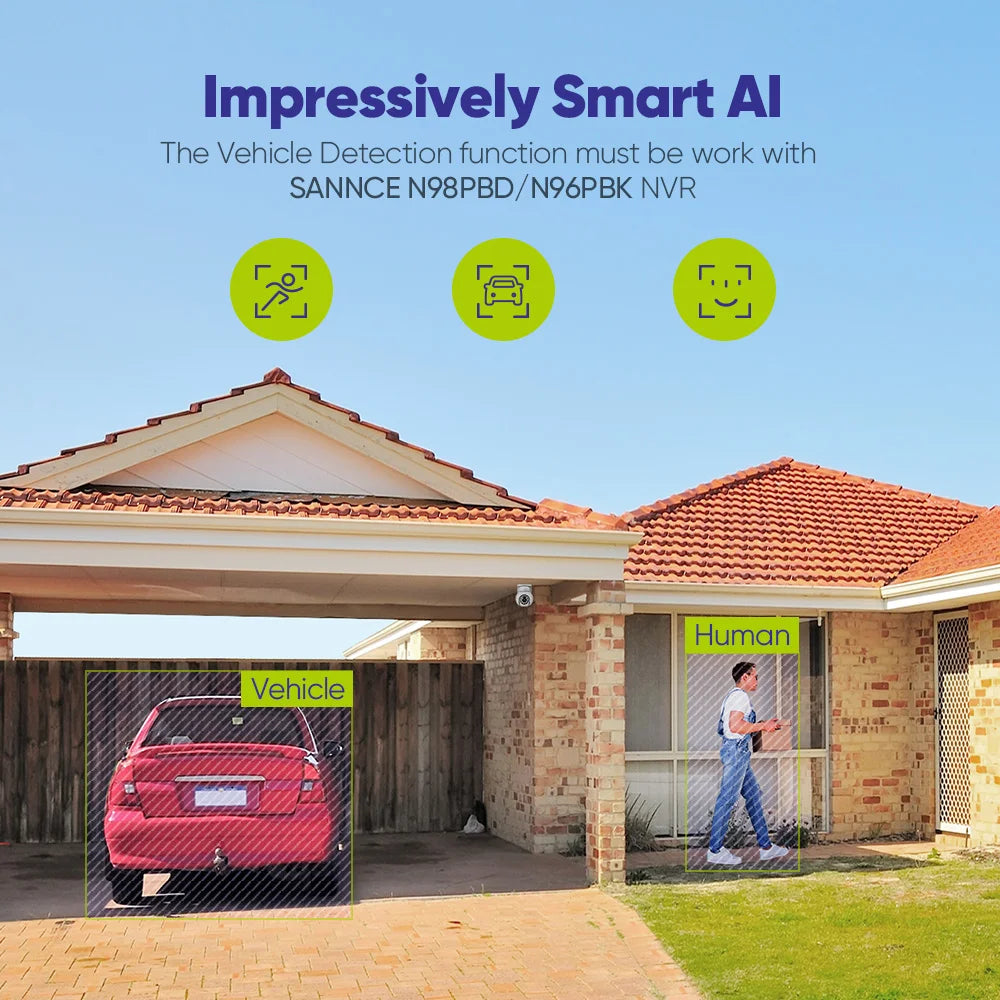SANNCE 4K PoE Security Camera with Audio, Night Vision, IP66