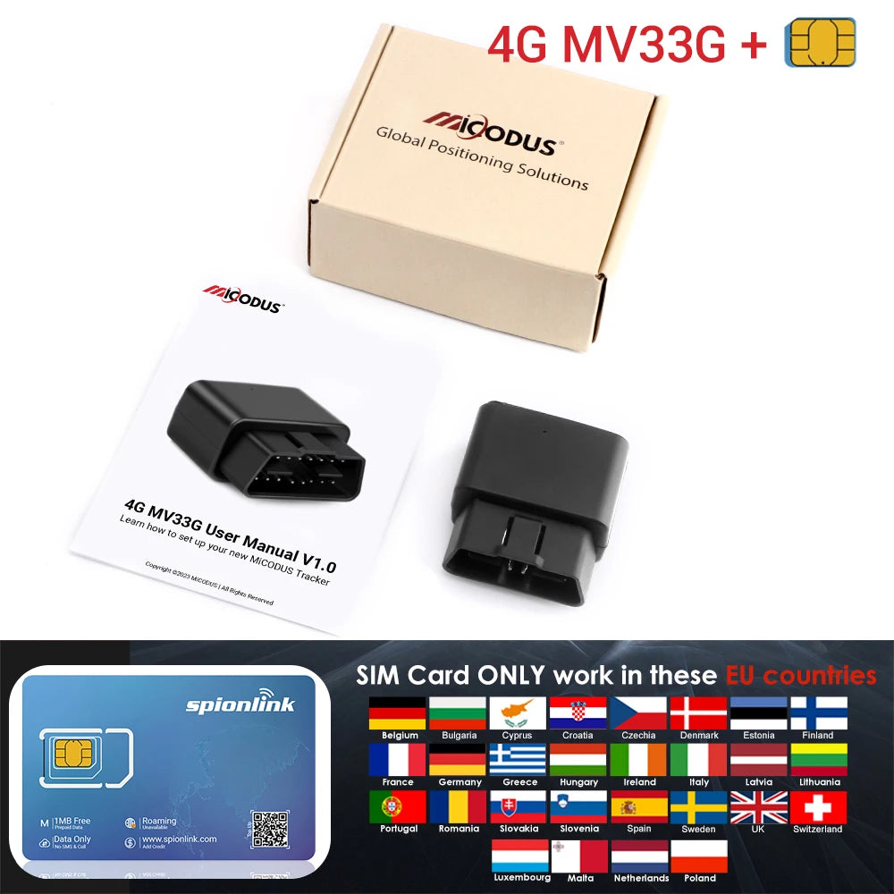 MiCODUS Mini OBD GPS Tracker 4G MV33G 9-40V Car Tracking Device Anti-theft Low Battery Alert Car Tracker Free APP