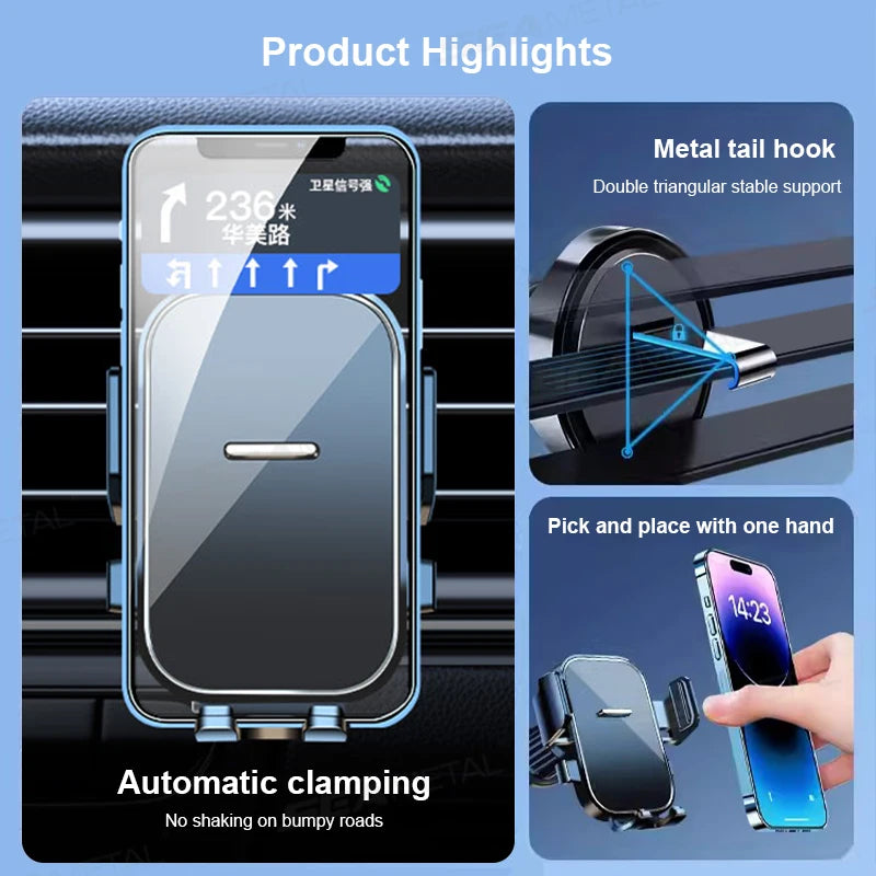SEAMETAL Car Air Vent Phone Holder 360-Degree Rotation Stable Car Phone Mount Hands Free Auto Navigation Support for 4.7-7.2in