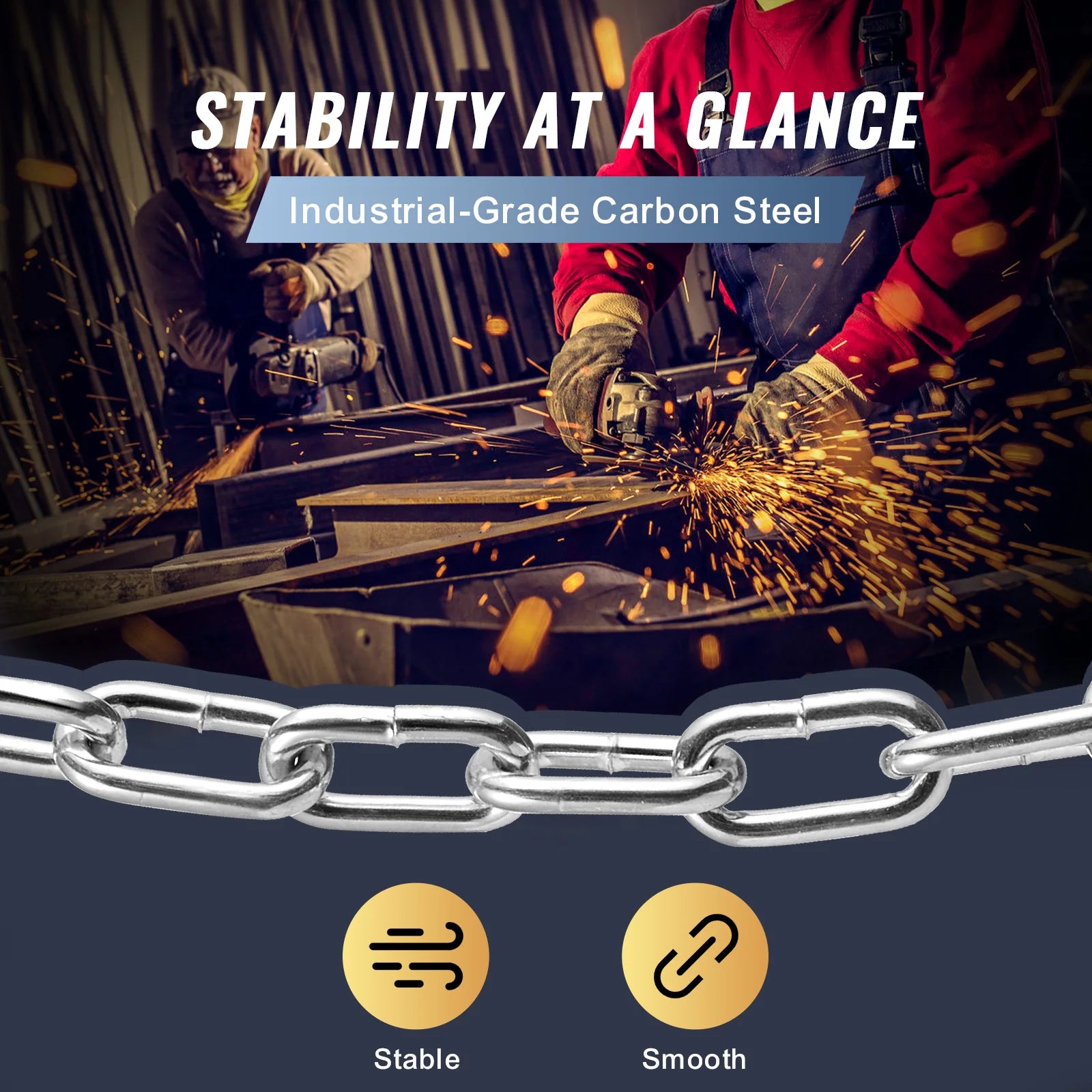 SucceBuy zinc geplateerde ketting van 3/16" - 3/8" Grade 30 anti-corrosie proefspoel voor bosbouw, landbouw en beveiligingshekken