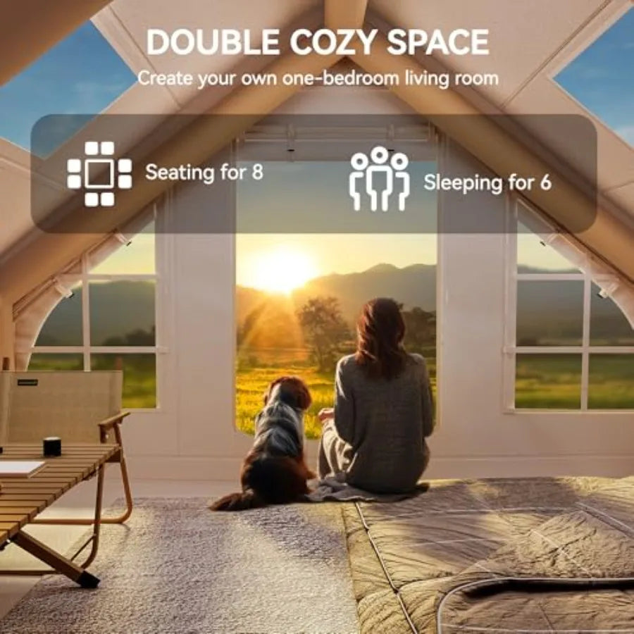 13x10ft Inflatable Camping Tent for 8 People with Pump