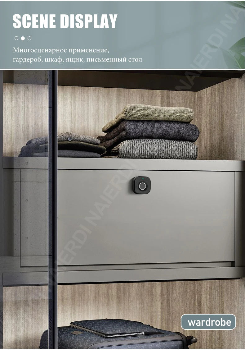 Fecho de Armário com Impressão Digital NAIERDI, Fechos Digitais Biométricos Inteligentes, Gavetas Ocultas, Anti-Roubo, Sem Chave, Segurança para Casa e Escritório