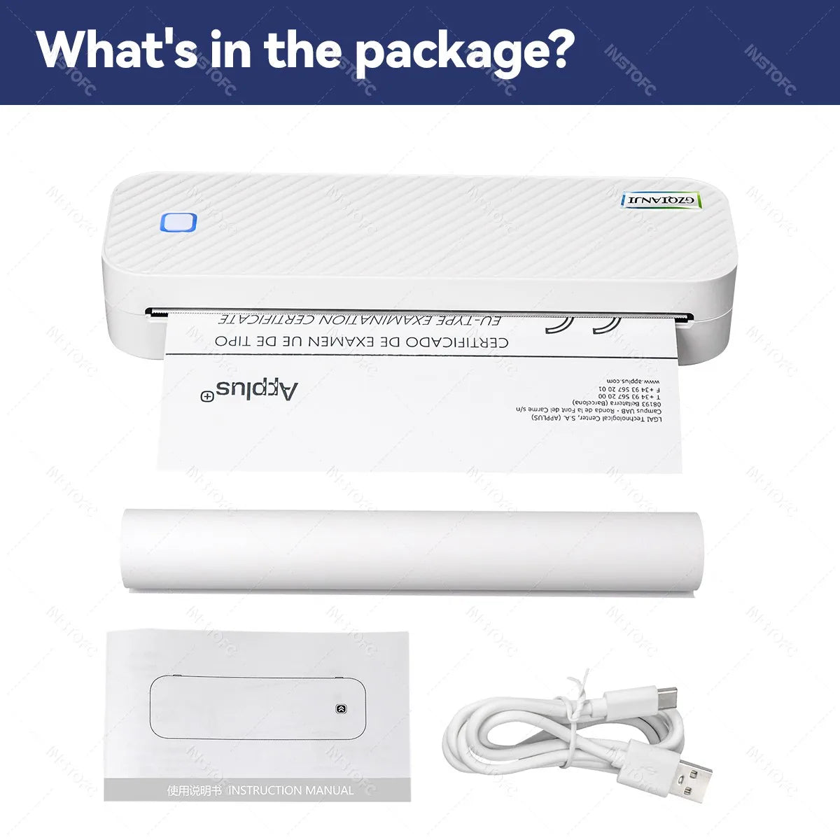 Portable A4 Thermal Printer Bluetooth Photos PDF Document Printing Machine Folded Rolls Paper For Office Work Home School Travel 