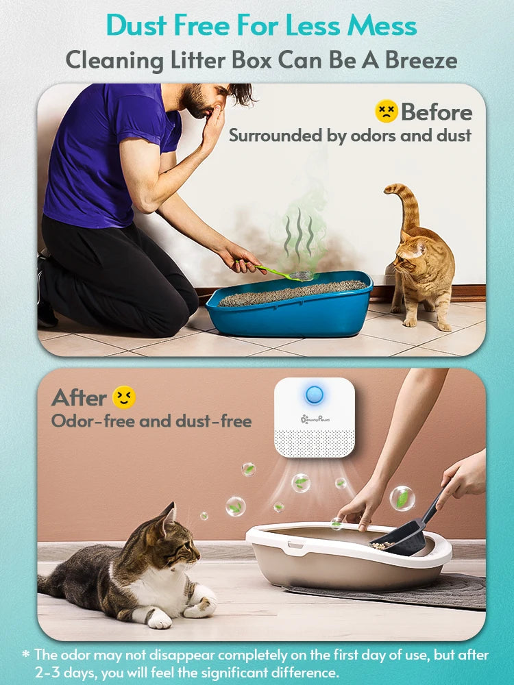 DownyPaws 4000mAh Smart Cat Odor Purifier For Cat Litter Box Deodorizer Pet Toilet Air Purifier Dog Cat Litter Deodorant 