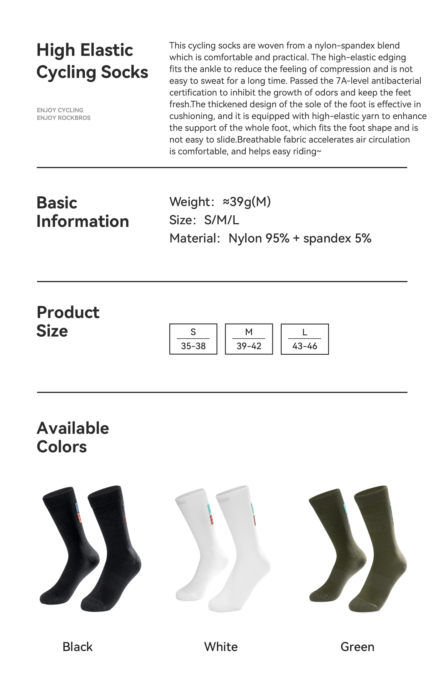 Cycling Socks Knee-High Breathable Stretch Sport Socks