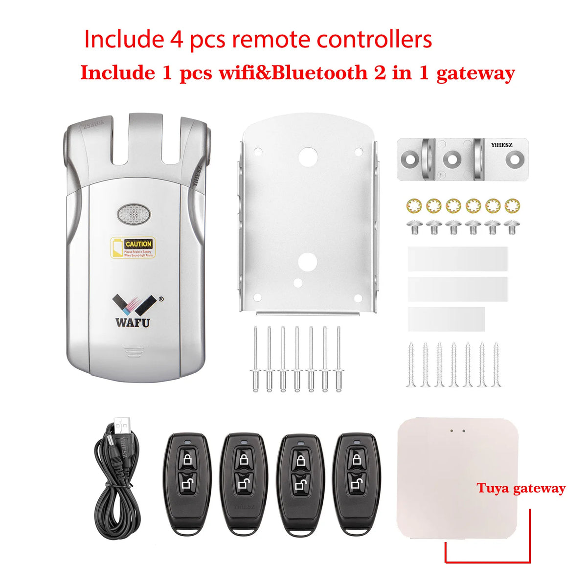 Wafu 019 Remote Control Door Lock Smart Lock Remote Control Invisible Locks Electronic Wireless Keyless Door Locks Dealbolt Lock