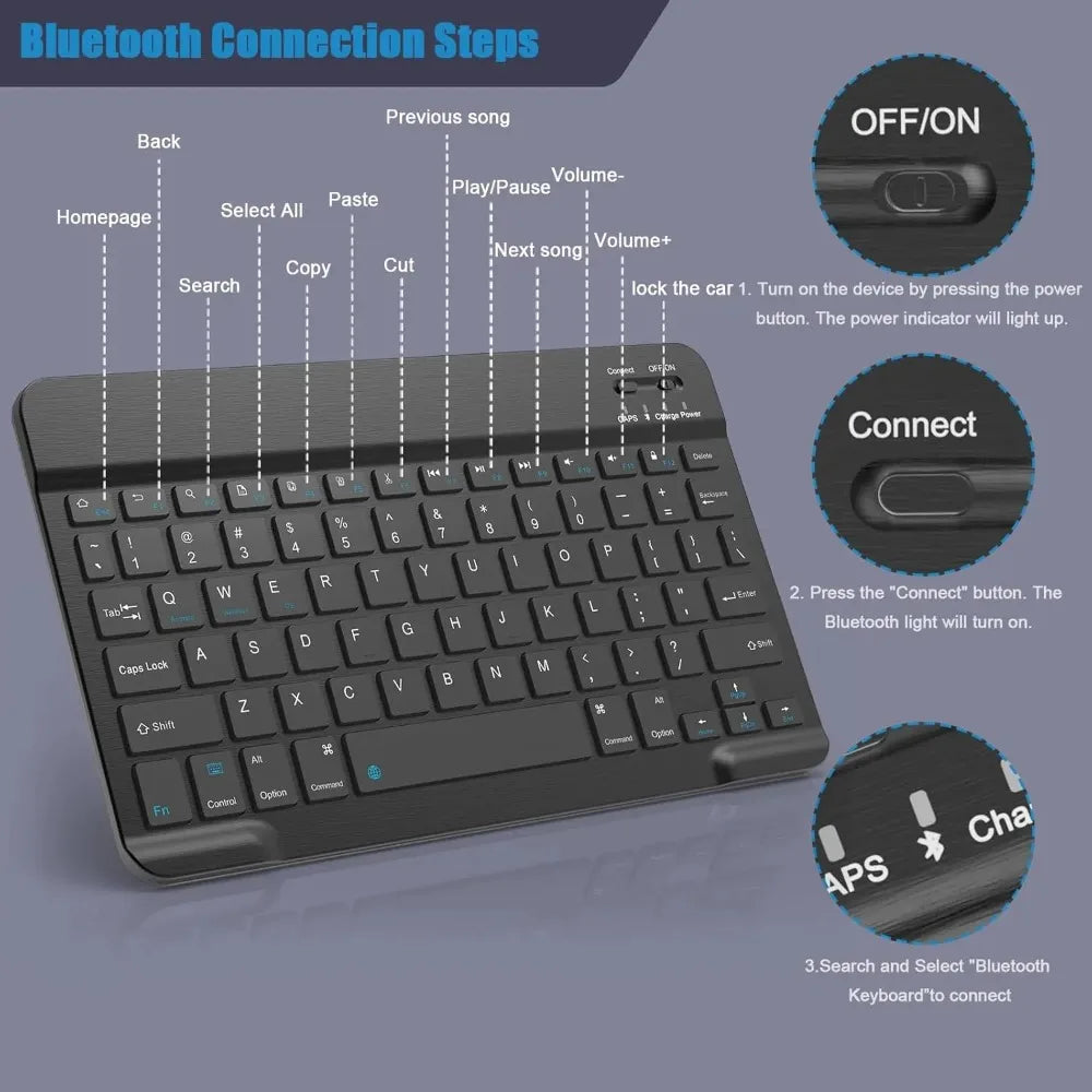 Bluetooth Keyboard for iPad and Tablets