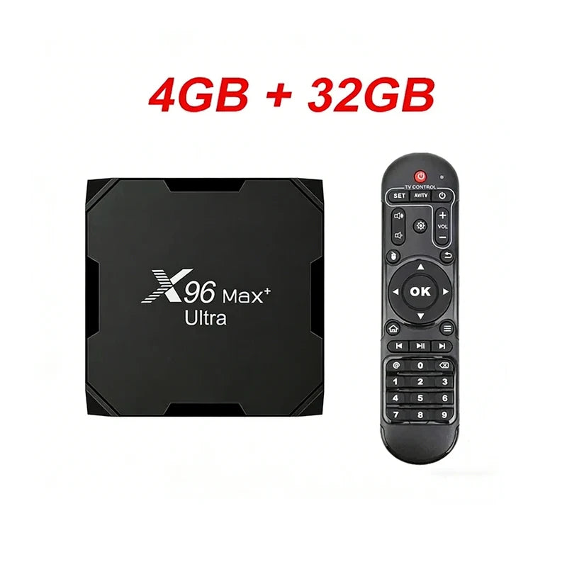 X96 Max+ Ultra Smart TV Box Amlogic S905X4 Quad Core 4GB RAM 32GB/64GB ROM Android 11.0 2.4G 5G WiFi BT4.X 1 4K 8K AV1 H.265 HEVC Video Decoder Home Media Player Set Top Box