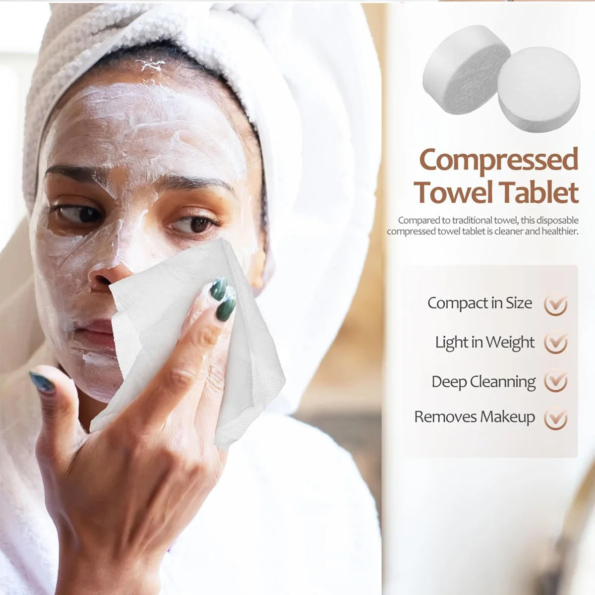 Compressed Cotton Face Towels for Travel, Camping and Daily Use