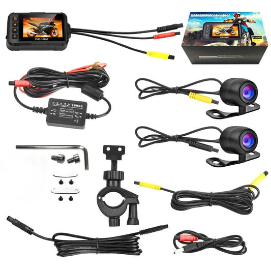 Waterproof 3 Inch Motorcycle Camera DVR Motor Dashcam Night Vision Front & Rear Camera  90+120 Degree Video Recorder Black Box 