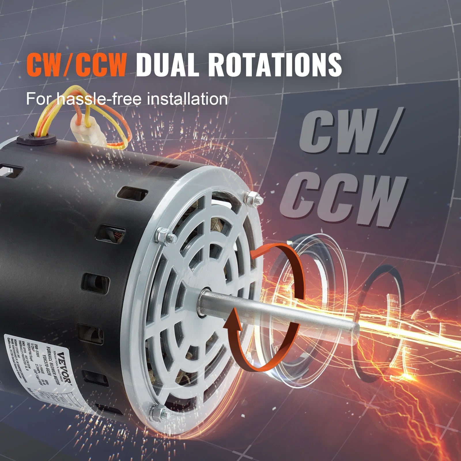 Motor ventilátoru topení 1/3 HP 1075 ot./min 4 rychlosti 48 rám Reverzibilní