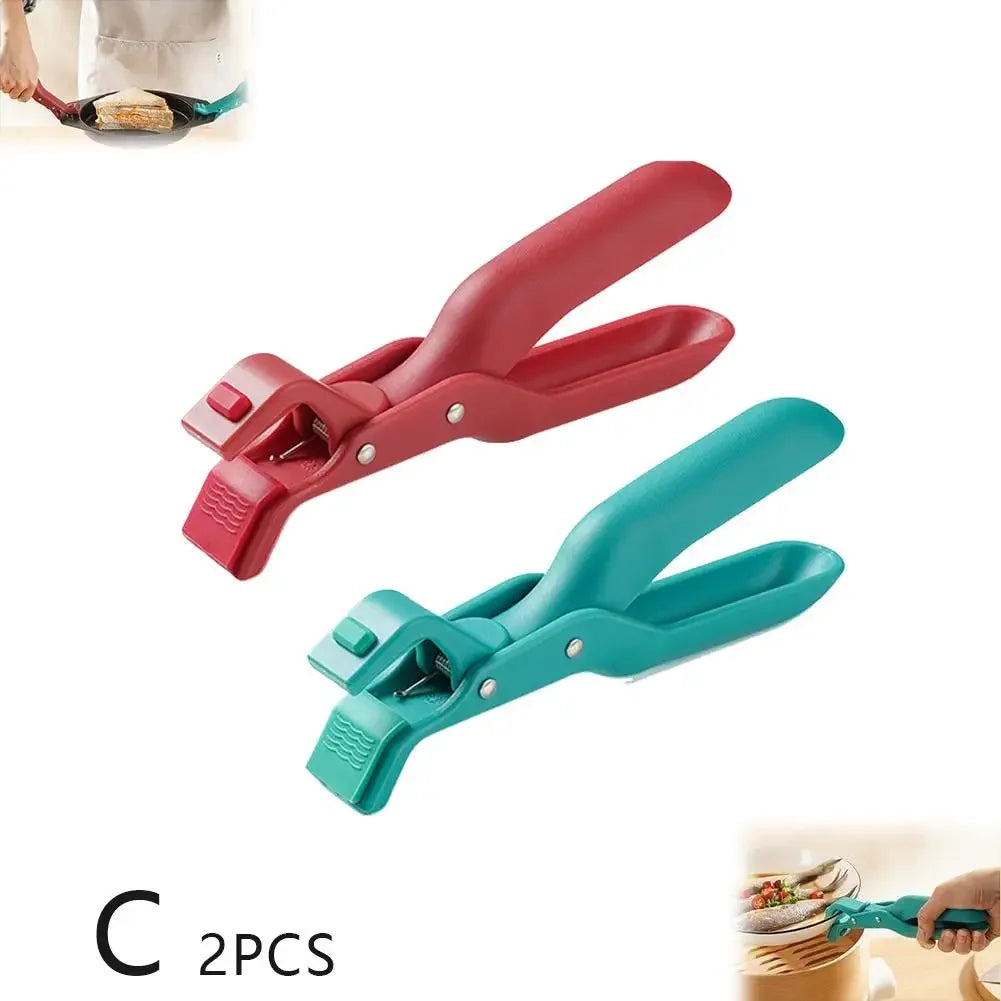 Pinça multifunções para segurar tigelas e evitar queimaduras, cor sólida, utensílio doméstico de silicone para cozinha, antiescaldão 2
