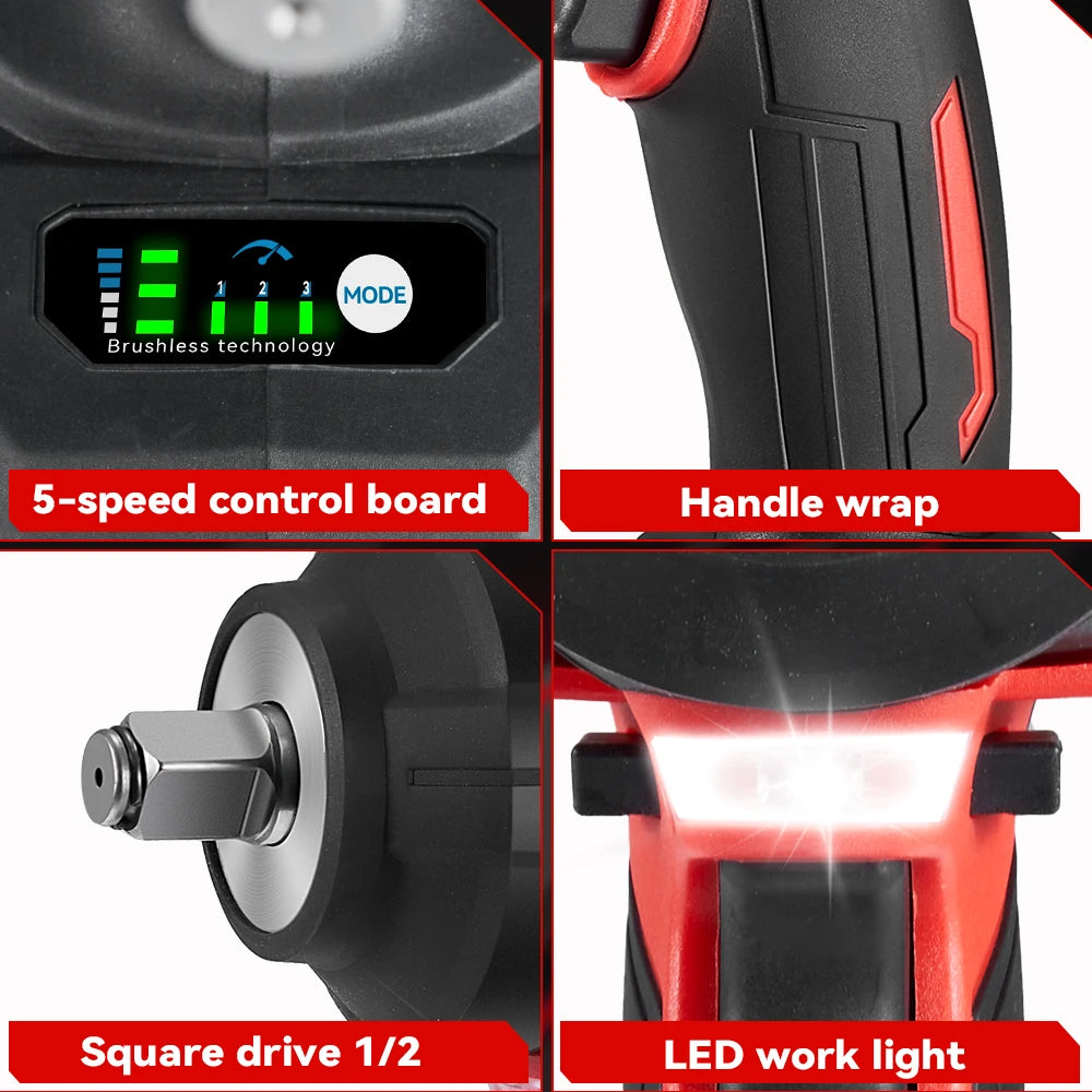 Ασύρματο κλειδί κρούσης 2800N.M 8000RPM χωρίς ψήκτρες 18V εργαλείο ισχύος