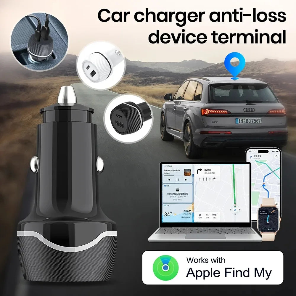 Localisateur GPS universel mini, chargeur de voiture, allume-cigare, adaptateur USB Type-C, pour iPhone IOS Apple Find My APP