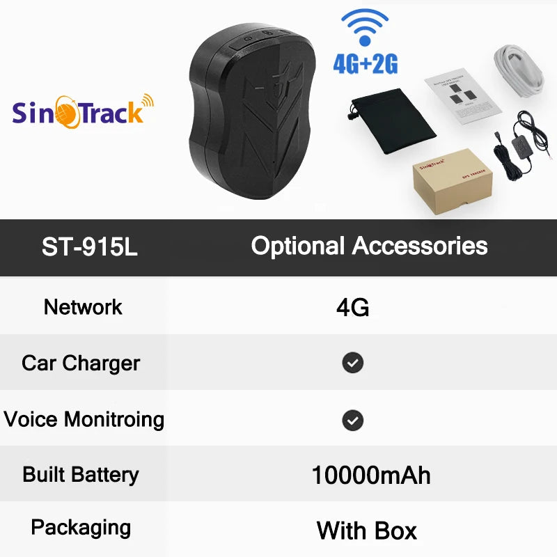 SinoTrack 4G 5000/10000 mAh ST-905/ST-915 Waterproof GPS Vehicle Tracker Magnet Long Standby Battery Real Time Position APP 