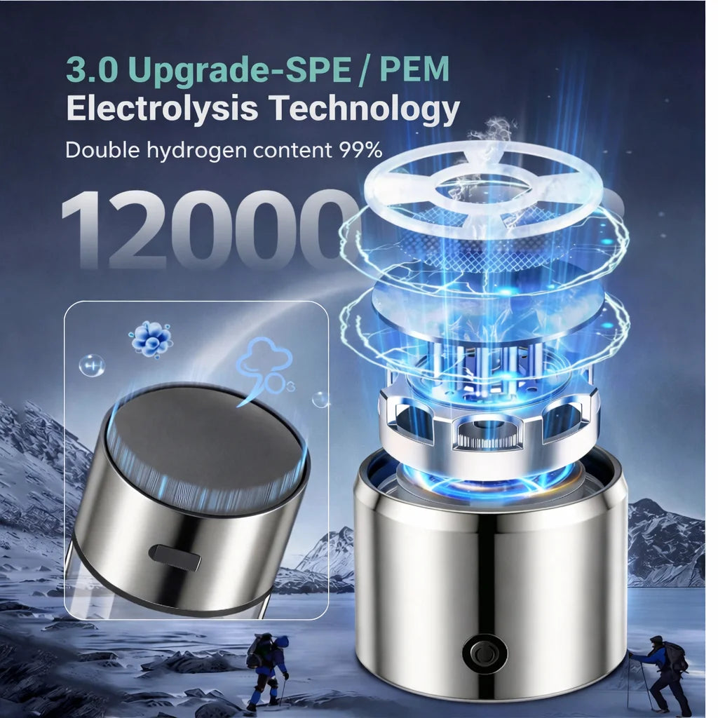 Vattenflaska med väte 12000PPB generator med SPE/PEM-teknik