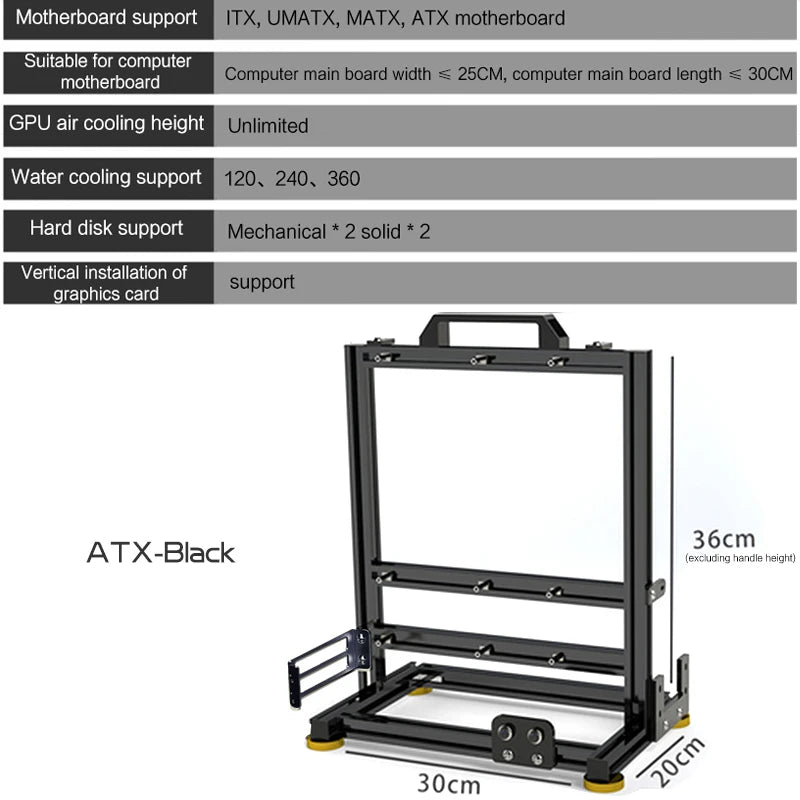 MOD Gamer-behuizing, DIY ITX MATX ATX PC-behuizing open frame rek, waterkoeler desktop computer gaming chassis, verticale persoonlijkheid