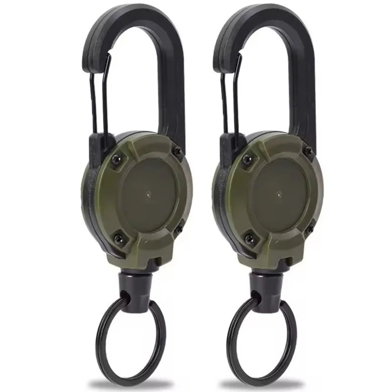 Retractable Rope KeyChain Pull Reel Carabiner Strong Steel Wire Buckle for Men Outdoor Extendable Key Holder