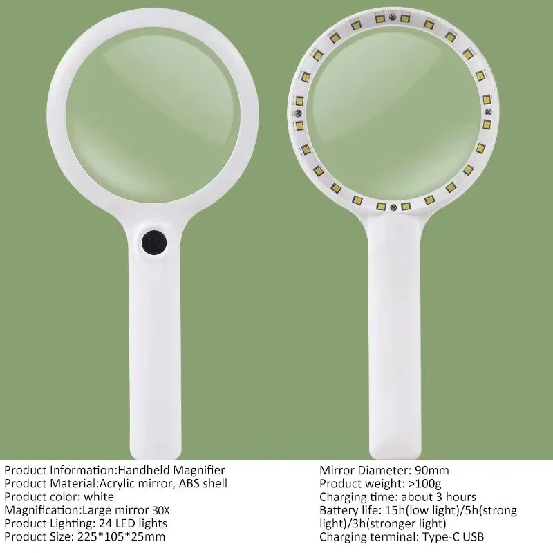 Rechargeable Illuminated Hand Magnifier