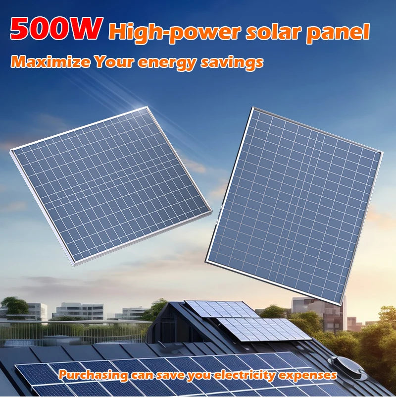500W Rigid Monocrystalline Solar Panel with Aluminum Frame 12V Battery Charger for RV Camping Boat Home Off Grid Power USB