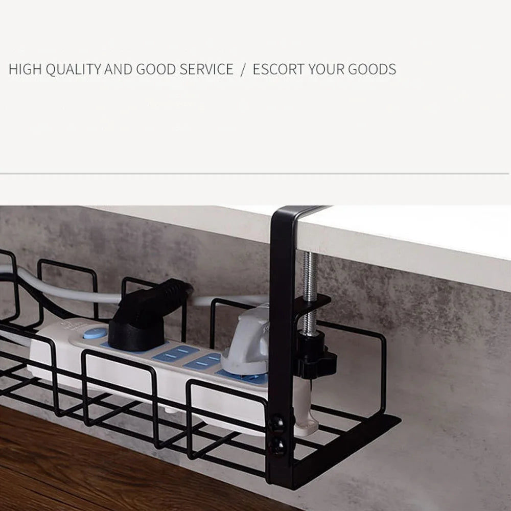 Clamp-On Under-Desk Cable Tray