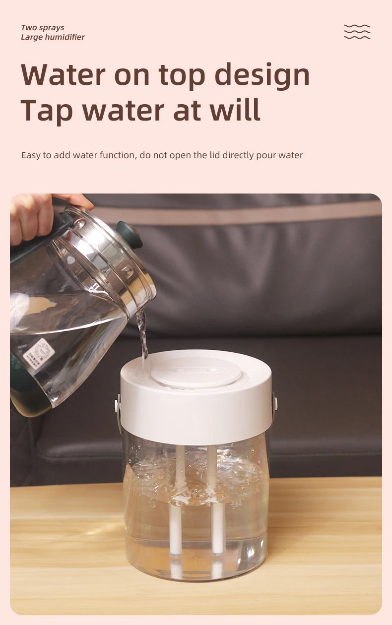 3 L USB Ultrasonic Humidifier with Dual Mist Outlets