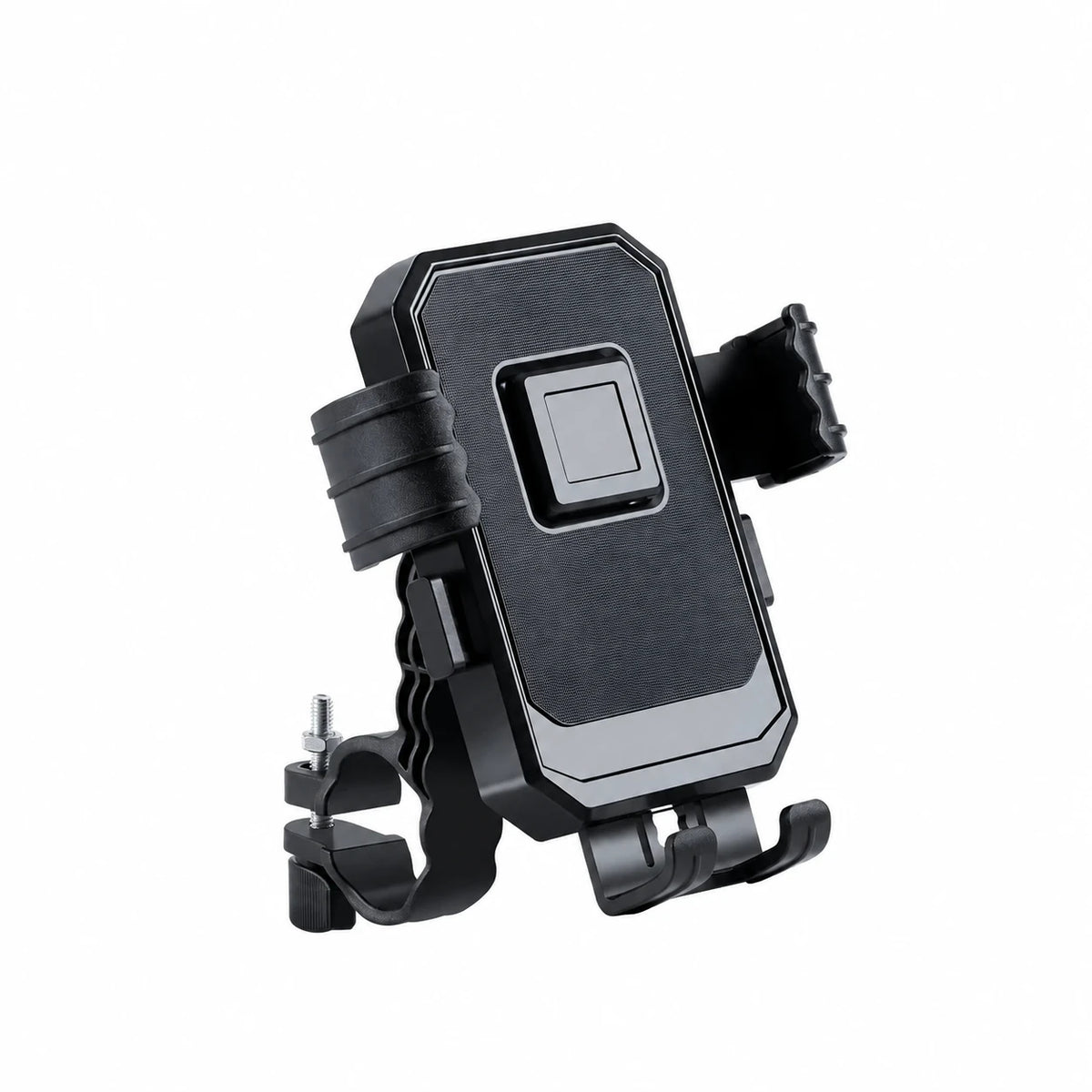 Black handlebar phone holder, complete mount