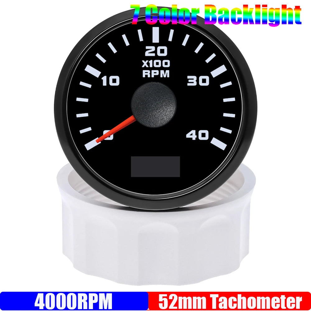 52 mm Tachometer Gauge with 7-Colour Backlight for Car and Boat