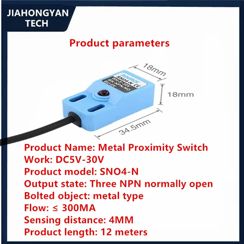 Sensor de metal SN04-N, interruptor de proximidad de tres cables NPN normalmente abierto, sensor de límite de CC de 5 V-30 V, 4 mm