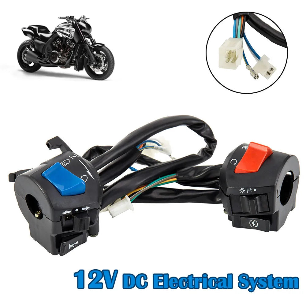 Motorcycle Handlebar Switch for 7/8 Inch Bars, 12 V DC