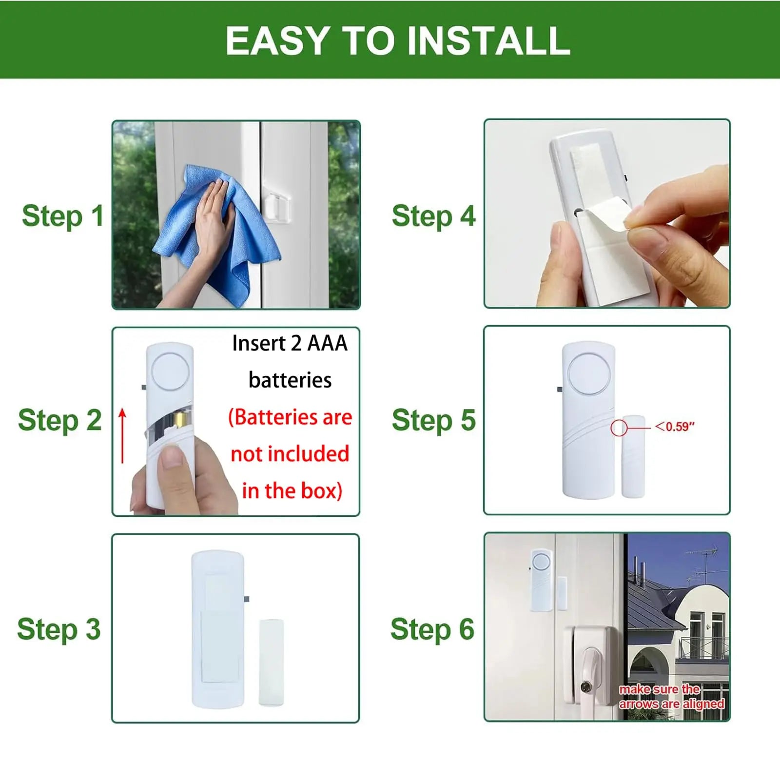Wireless Door Window Sensor Alarm 95dB Anti-Theft Contact
