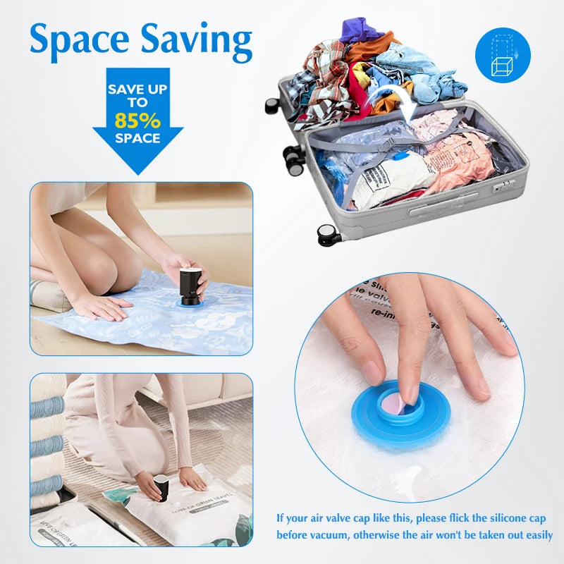 Cordless Electric Pump for Vacuum Storage Bags Travel Rechargable Air Pump for Space Saver Bag Various Clothes Luggage Seal Bags 