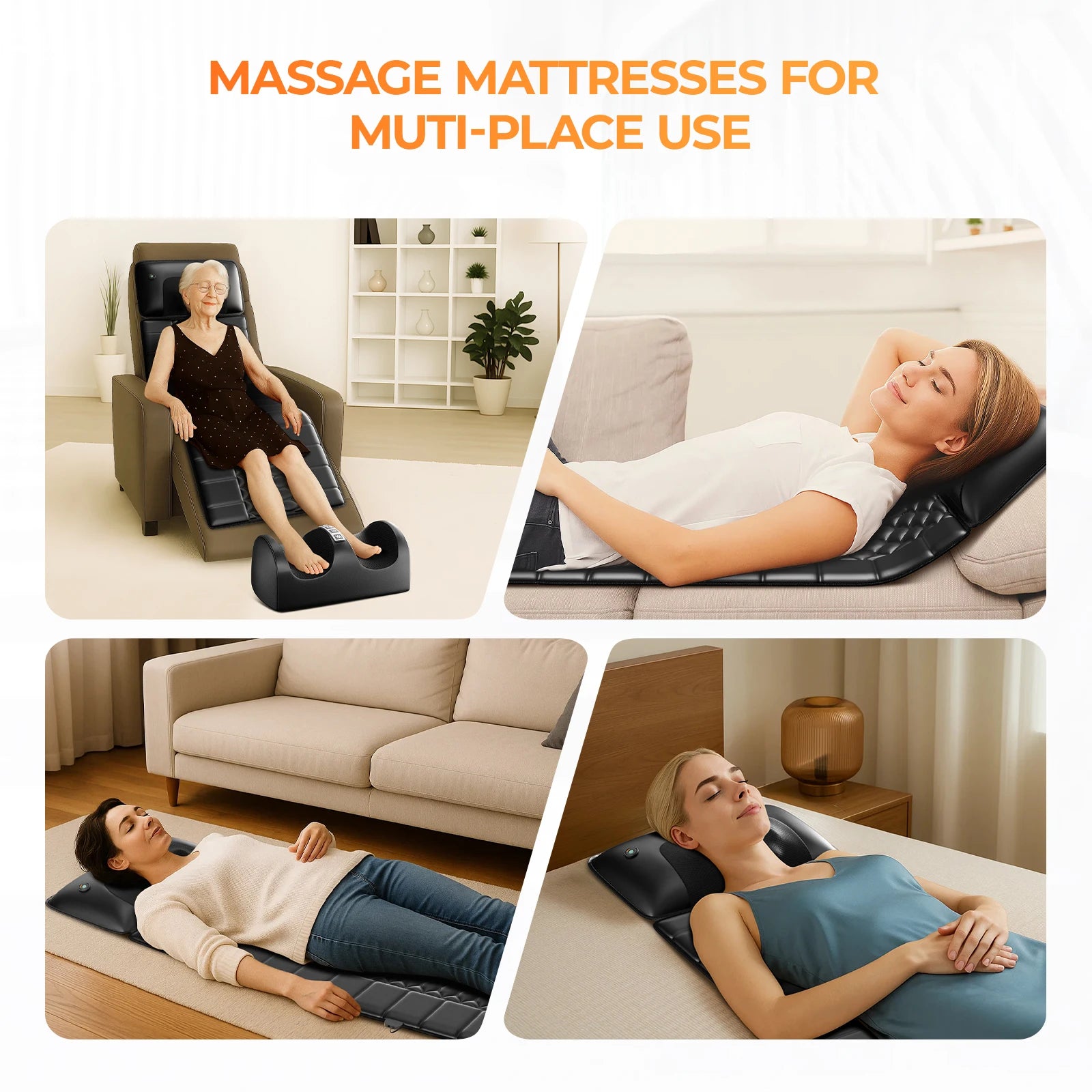 Shiatsu teljes testmasszázs matrac fűtéssel és 10 rezgőmotorral