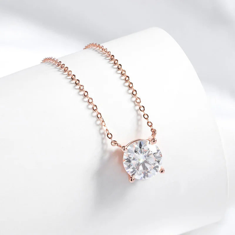 Smyoue 1-5CT Rose Gold Color Moissanite Necklace for Women D Color Sparkling Classic Lab Diamon Pendant Sterling Silver 925 100% 