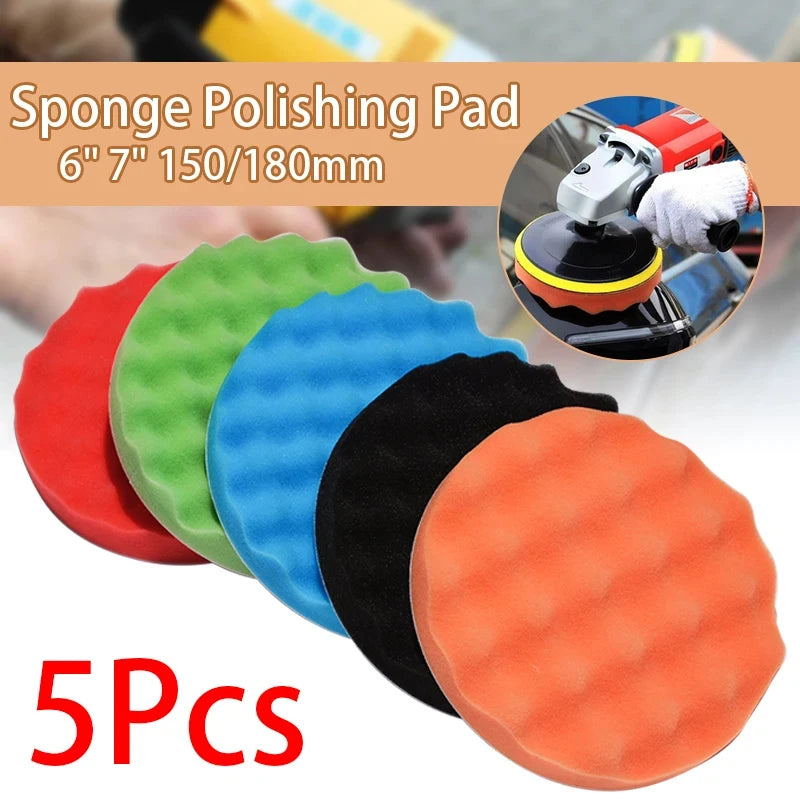 Five-Piece Sponge Polishing Pad Set, 5-7 Inch Options